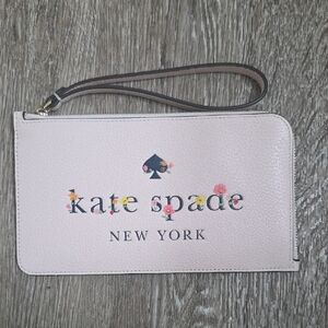 Kate Spade Light Pink Wristlet with Floral Details